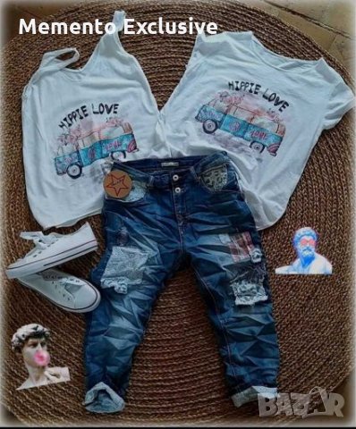 РАЗПРОДАЖБА!!!Дънки с кръпки "Jean's Patch".Made in Italy.7/8, снимка 2 - Дънки - 28525800