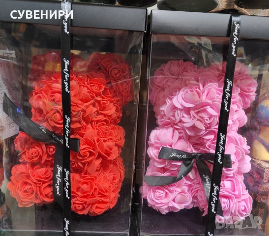 Мече от рози в луксозна кутия 25 см, снимка 1