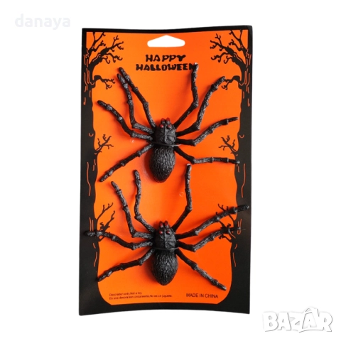 6159 Реалистични гумени паяци за Хелоуин украса, 2 броя, снимка 3 - Декорация за дома - 51832246
