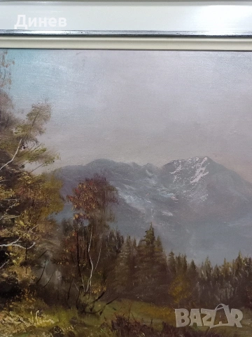 Стара маслена картина "Пейзаж с брези" – 78х59 см | Подписана, снимка 6 - Картини - 53438530