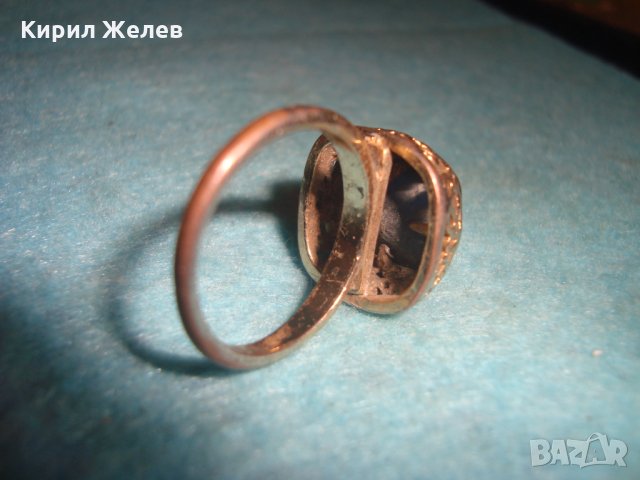 СТАРИНЕН МЕДЕН ПОЗЛАТЕН СКЪПОЦЕНЕН ПРЪСТЕН ЮВЕЛИРНА МАЙСТОРСКА ИЗРАБОТКА с ЧЕРЕН ОНИКС УНИКАТ 26803, снимка 9 - Антикварни и старинни предмети - 34831040