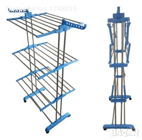 Сгъваем сушилник за дрехи на колелца, снимка 2 - Сушилници - 48297191