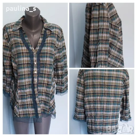 Два броя / Дамска памучна риза в каре / голям размер , снимка 9 - Ризи - 36505846