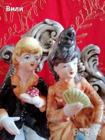 Романтична порцеланова фигура в стил барок, снимка 6 - Антикварни и старинни предмети - 36887549