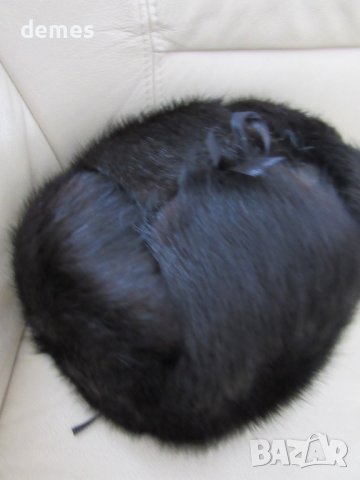 Елегантна кожена мъжка шапка от норка, нова