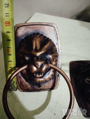 две метални апликации,дръжки-лъвска глава, снимка 3 - Антикварни и старинни предмети - 44025599