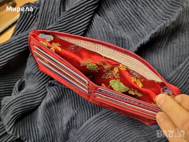 Голямо  портмоне от КОПРИНА,  японски стил, бордо на цветя, снимка 9 - Портфейли, портмонета - 39488353
