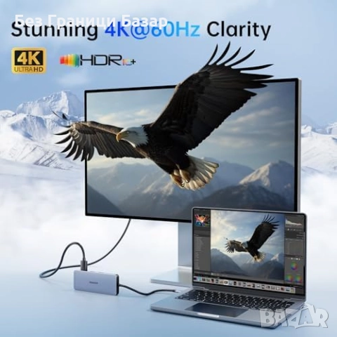 Нов адаптер 10 в 1 Type-C Хъб с HDMI, LAN, USB 3.0, SD/TF за лаптопи, снимка 3 - Друга електроника - 52742005