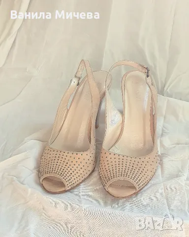 Официални  отворени обувки от естествен велур 