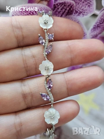 Красива нова сребърна гривна , снимка 4 - Гривни - 51139494