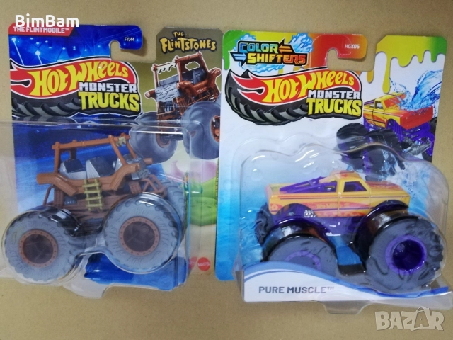 Комплект бъгита Hot Wheels Monster Trucks - The Flintstones / Color shifters Pure Muscle