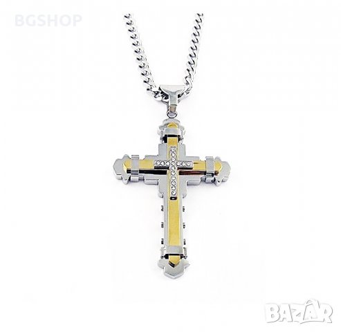 Jesus Crystal Cross / Кръстче с камъни - Gold / Silver, снимка 1 - Колиета, медальони, синджири - 32702423