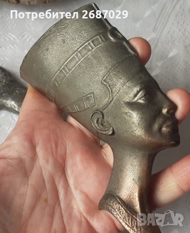 Нефертити 2 бр, фараон, колие, Египет, бюст, метал, дърво дърворезба, снимка 7 - Други - 37587018