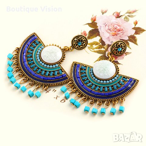 Ново! Обеци с камъни, снимка 2 - Обеци - 27046602