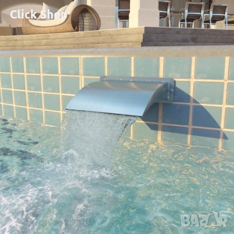Фонтан за басейн, неръждаема стомана, 30x9x26 см, сребрист