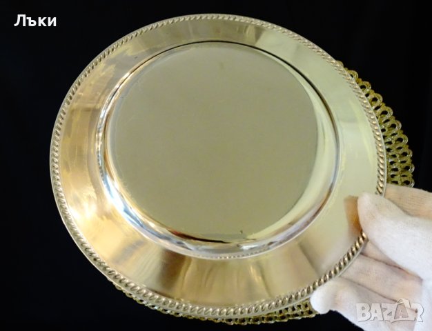 Посребрена чиния от месинг 18.5 см., снимка 2 - Антикварни и старинни предмети - 40590219