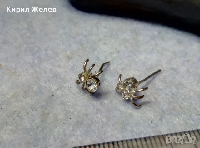 НЕЖНИ ФИГУРАЛНИ СКЪПОЦЕННИ ОБЕЦИ ПАЯЧЕТА БЛАГОРОДНА СТОМАНА с БЯЛА ПОЗЛАТА и ЦИРКОНИ 47508, снимка 3 - Обеци - 49551516