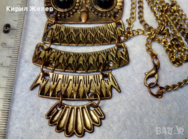 СТАРА ПОМЕДНЕНА ОГЪРЛИЦА с ФИГУРАЛНА ВИСУЛКА БУХАЛЧЕ 26959, снимка 4 - Колиета, медальони, синджири - 51255607