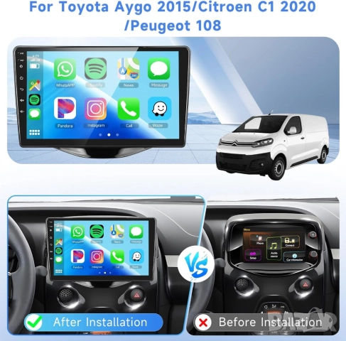 Мултимедия, за Toyota Aygo, Citroen C1, Peugeot 108, Андроид, навигация, Двоен 2DIN, плеър, Android, снимка 6 - Аксесоари и консумативи - 51929480