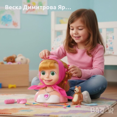 Кукла за прически „Маша и мечокът“ – Торс с дълга коса и аксесоари за оформяне, снимка 3 - Кукли - 53012548