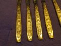 Herdmar Spigo Old Gold Stainless Steel -6 броя нови ножа позлатени гравирани -206мм, снимка 2