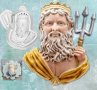 Посейдон Бог на Морето Крал Нептун силиконов молд форма декорация торта шоколад гипс