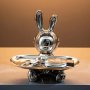 Поставка за аксесоари Сребърен Заек - от керамика и метал, снимка 1 - Статуетки - 43967568