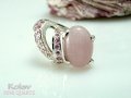 АВТОРСКИ Сребърен пръстен с РОЗОВ КВАРЦ и розови циркони/ размер 59-60, снимка 2