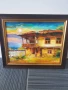 Димитър Генев 33x27см/малка българска картина масло върху платно/стара къща край морето, снимка 1