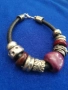 Кожена гривна с метални и керамични елементи, снимка 1