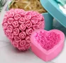 3D Сърце от рози Силиконов молд форма за свещи гипс сапун , снимка 1