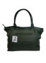 Голяма дамска чанта тип торба с опушени детайли - тъмно зелена, снимка 2