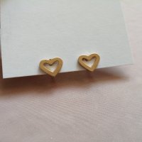 Дамски обеци сърца в златист цвят, снимка 1 - Обеци - 43839471