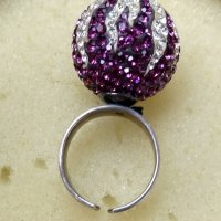 Нов сребърен пръстен  топка, с регулация / проба 925 с камъни Swarovski , снимка 6 - Пръстени - 26293601