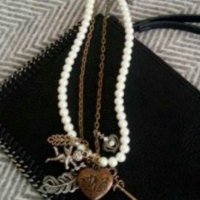 Двойна огърлица с перли и ангелче 💥, снимка 3 - Колиета, медальони, синджири - 32770162