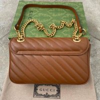 Чантa Гучи Оригинална Златно GG Лого Marmont Кафява Кожа Gucci, снимка 10 - Чанти - 43675939