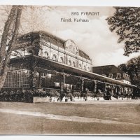 Стара черно-бяла картичка Бад Пирмонт 1910, снимка 1 - Филателия - 44129165