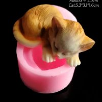 3D Коте Котенце малко спящо силиконов молд форма за фондан гипс сапун смола и др украса, снимка 2 - Форми - 28851674
