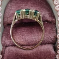 Дамски златен пръстен с изумруд , снимка 5 - Пръстени - 39529543