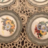 Старинни немски чинии за стена от калай и рисуван порцелан/2, снимка 4 - Декорация за дома - 43201468