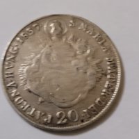 Сребърна монета 20 кройцер, снимка 3 - Нумизматика и бонистика - 40087386