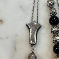 Сребърна броеница с ОНИКС / религия. №3472, снимка 4 - Антикварни и старинни предмети - 39739229
