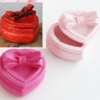 3D кутия сърце с панделка 2 части силиконов молд форма калъп гипс декор бижу украса подарък, снимка 1 - Форми - 40114860