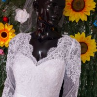 къса булчинска сватбена рокля с ръкави, снимка 4 - Сватбени рокли - 39215906