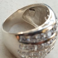 Масивен дамски сребърен пръстен с цирконий, снимка 4 - Пръстени - 38599628