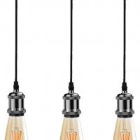 Винтидж ретро индустриална висяща лампа с държач  e27 -сет от 3бр., снимка 1 - Лампи за таван - 34888312