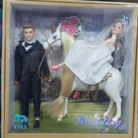 Комплект Кукла Барби Булка и Кен с кон, 36см, снимка 3 - Кукли - 43288447