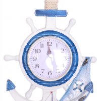 Декорация часовник, Кораб и мрежа, Дървен, За окачване, 33х32 см., снимка 1 - Морски сувенири - 37203140