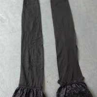 Черни чорапи с дантела, без силикон М/L размер, снимка 2 - Бельо - 44117852