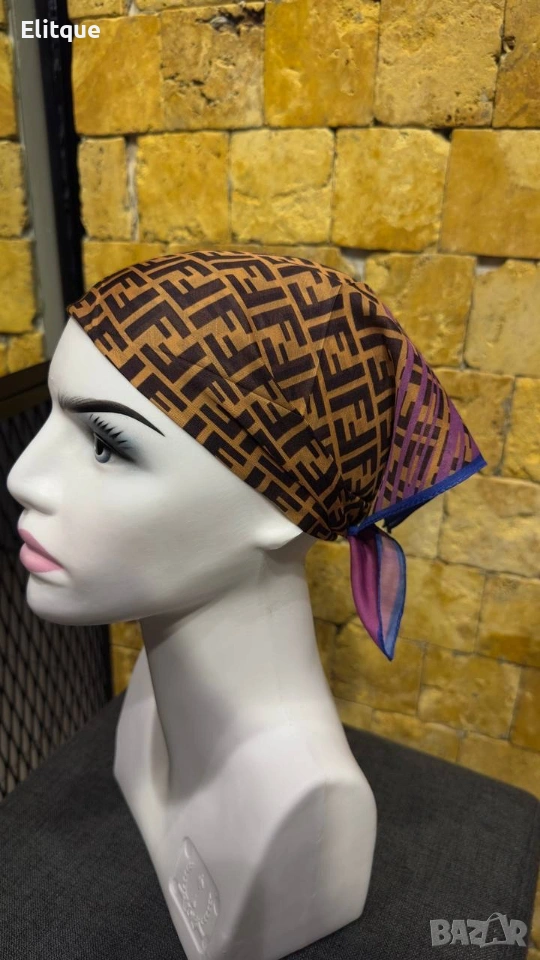 Копринен шал Висококачествена материя  Включена е кутия с марка 45x45 см fendi, снимка 1